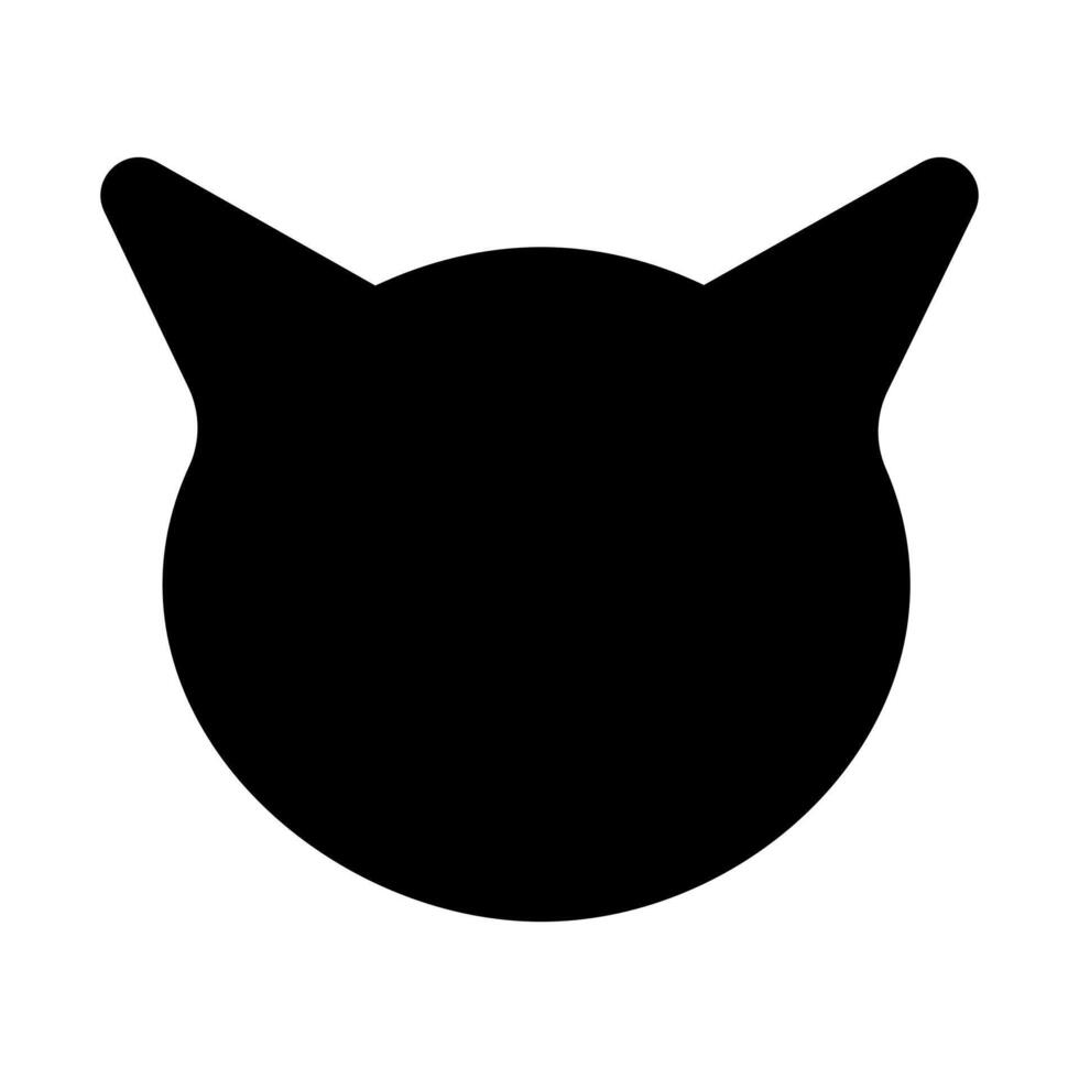 Black silhouette of cat head on white background. Domestic animal. vector