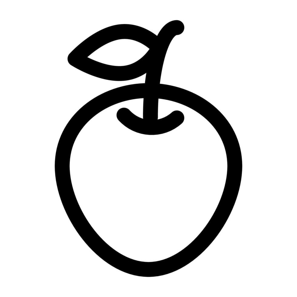 Fruit. Line icon of apple with leaf on isolated background. Editable outline. vector