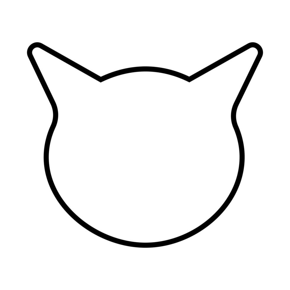 Black linear icon of cat head on white background. Domestic pet. vector