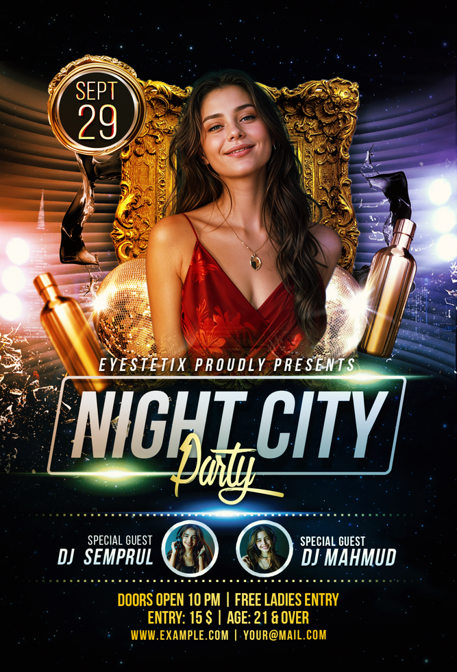 Night City Party Event Flyer psd