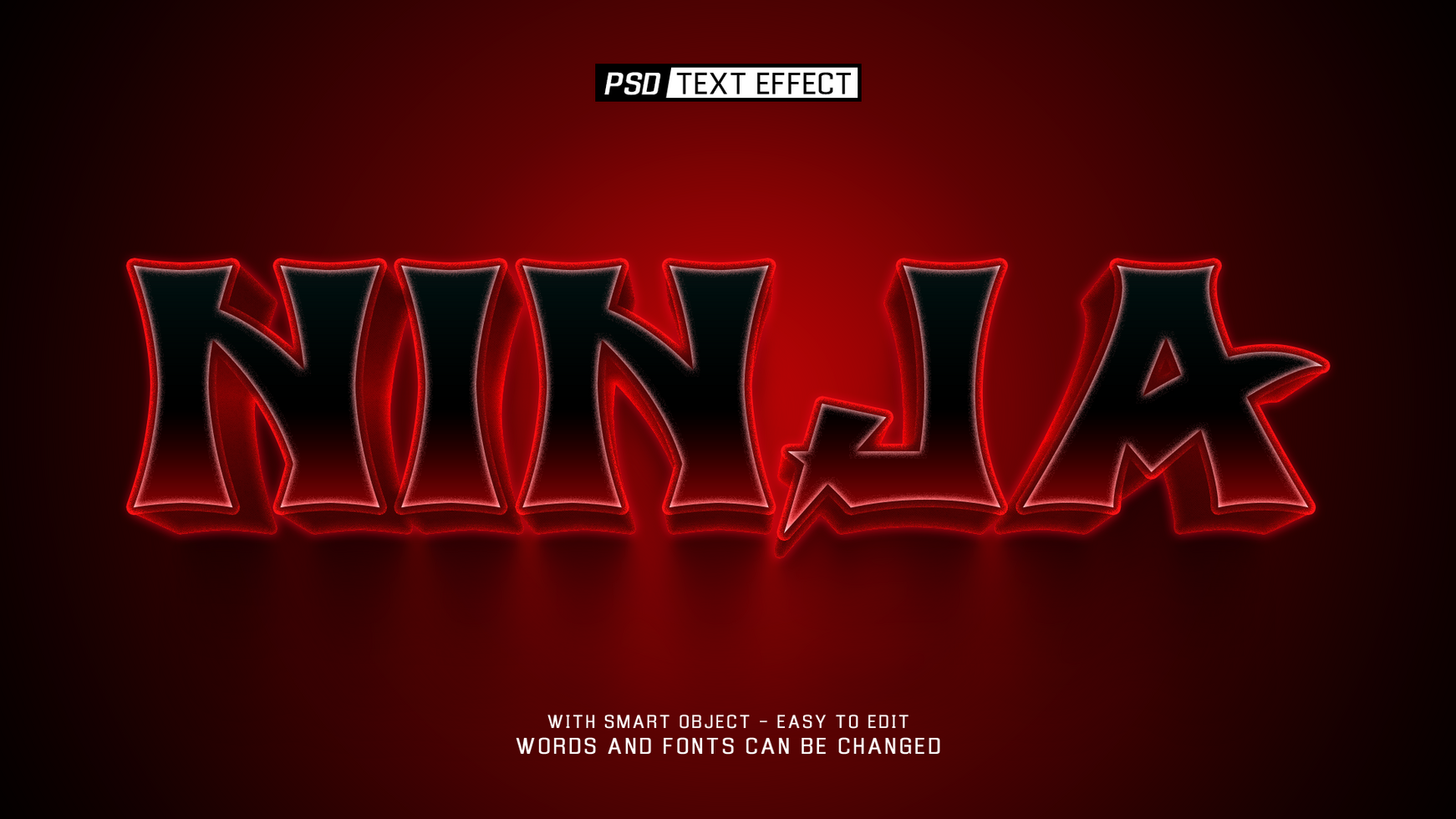 ninja 3d text effect psd
