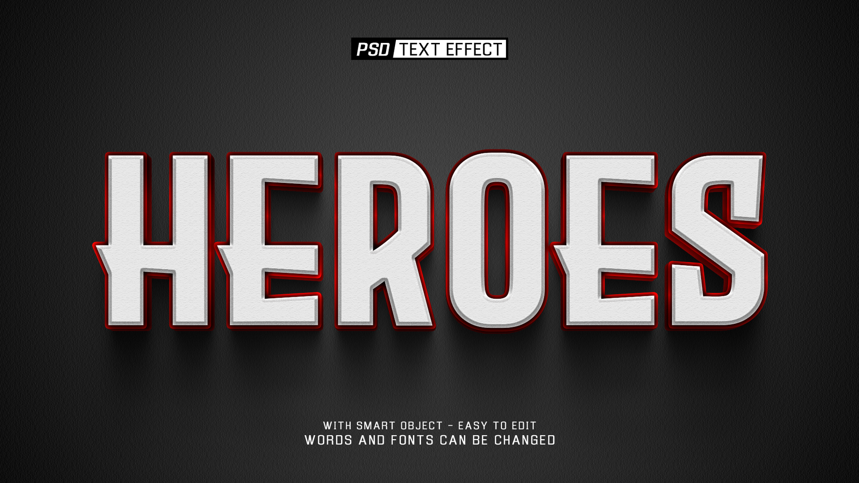 heroes 02 3d text effect psd