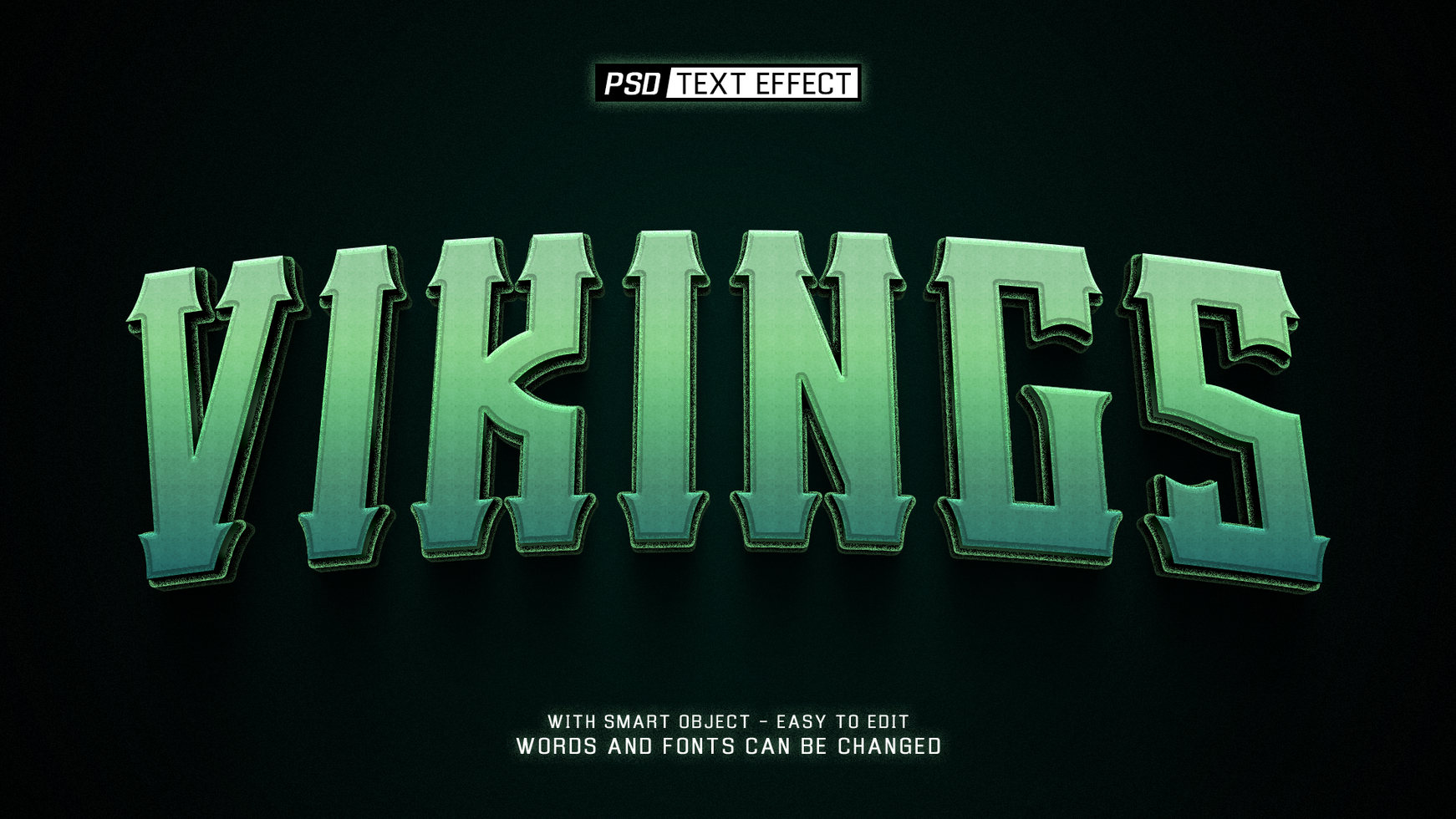 vikings 3d text effect psd