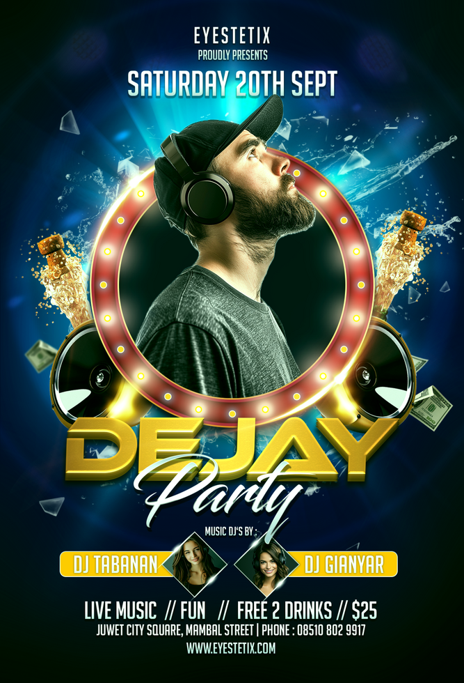 DJ Night Party Event Flyer psd