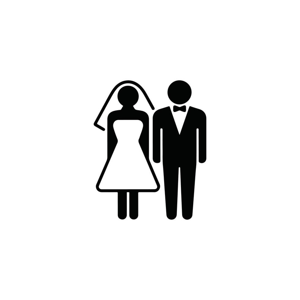 Iconic representation of a bride in a dress and a groom in a tuxedo suit vector