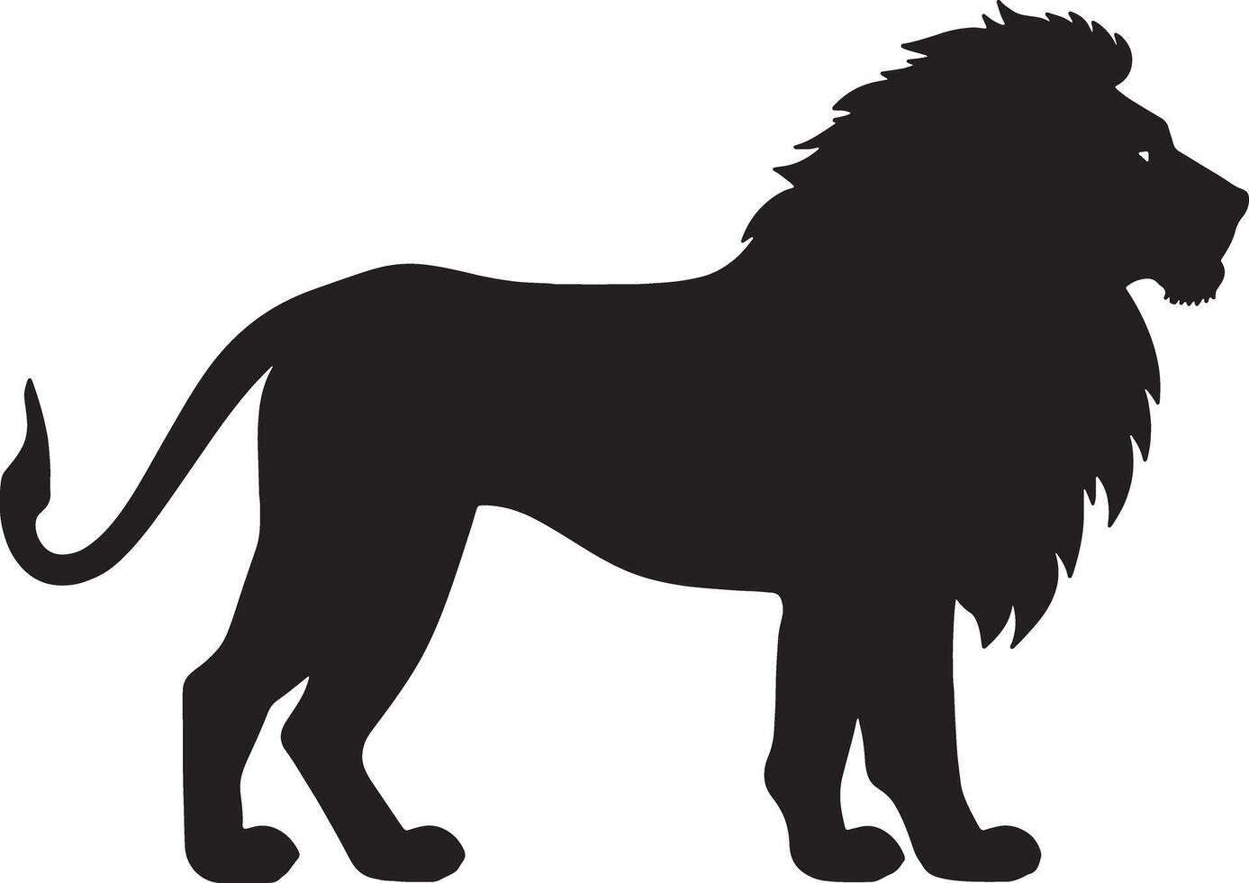 a full body silhouette of a lion standing with its head turned the left vector