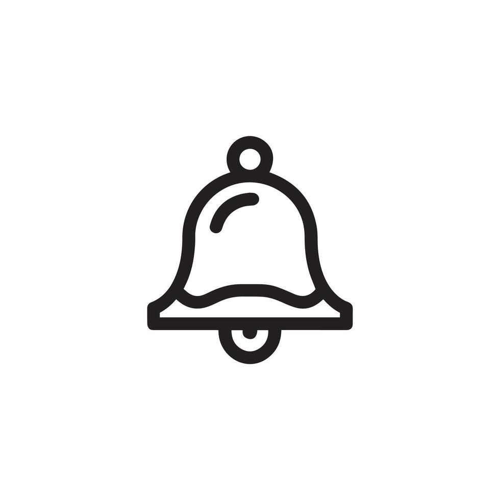 Illustration of a simple black outline bell icon on a plain white background vector
