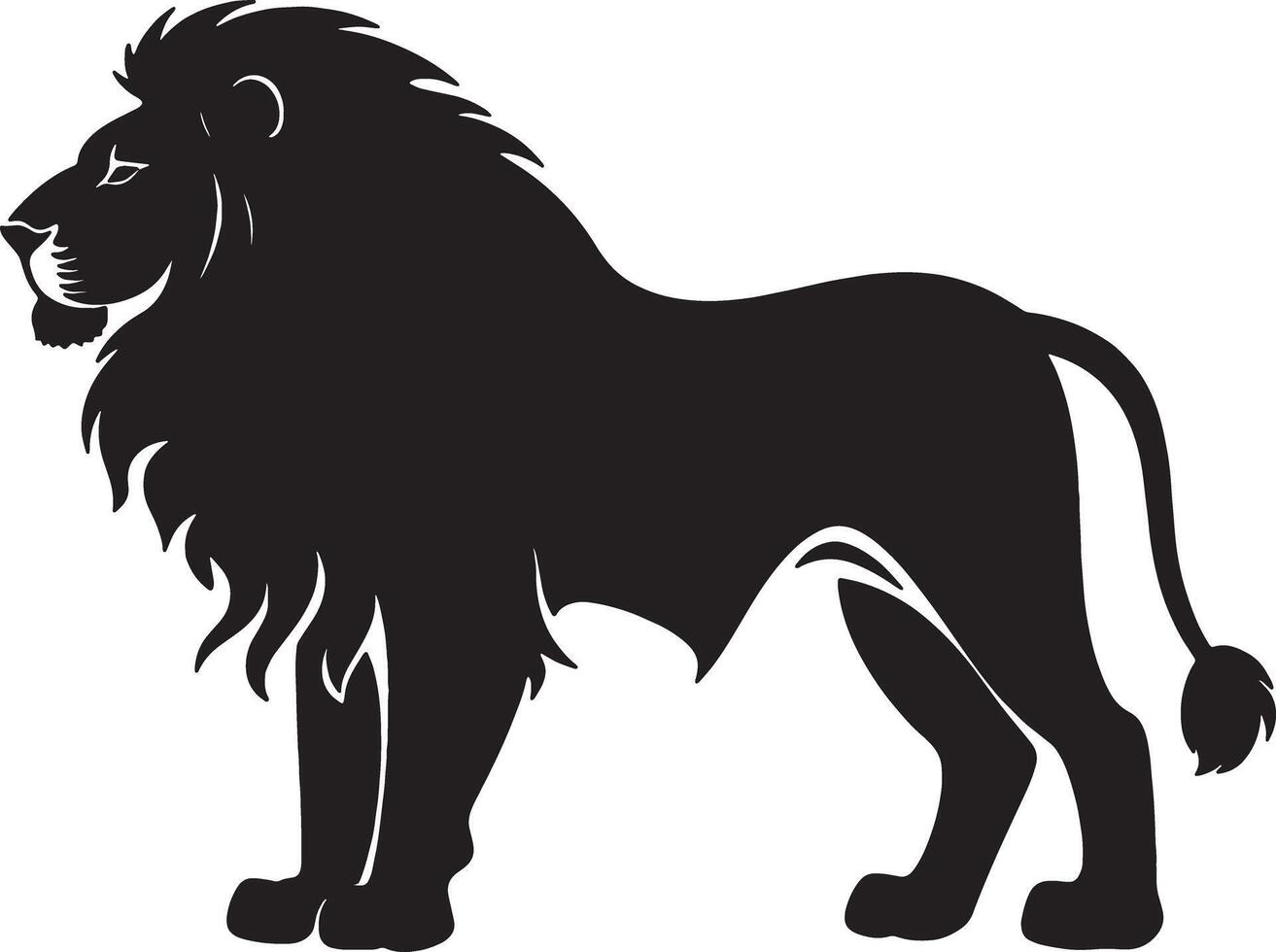 Silhouette of a majestic lion standing with a full mane and powerful stance vector