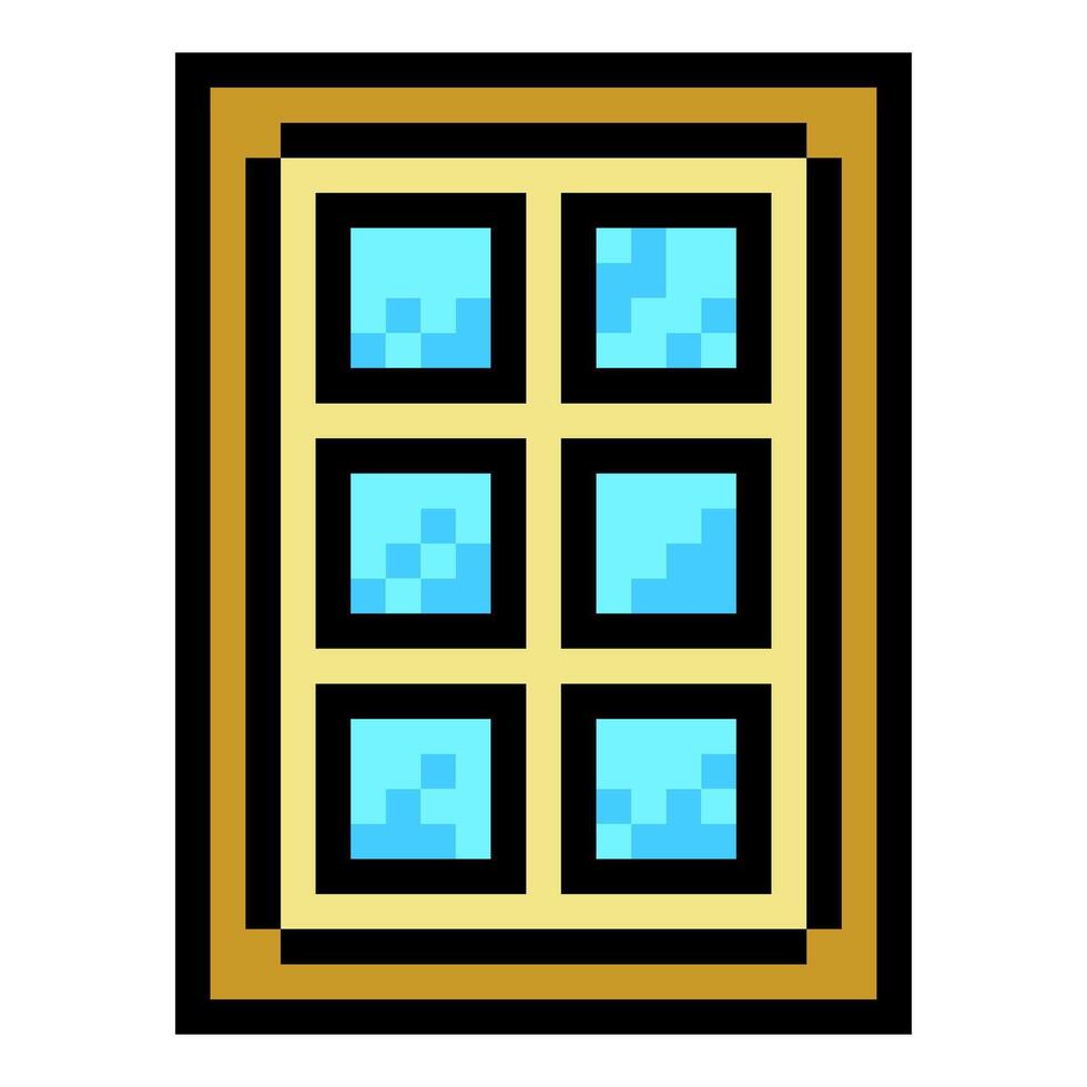 Wooden window with pixel art vector