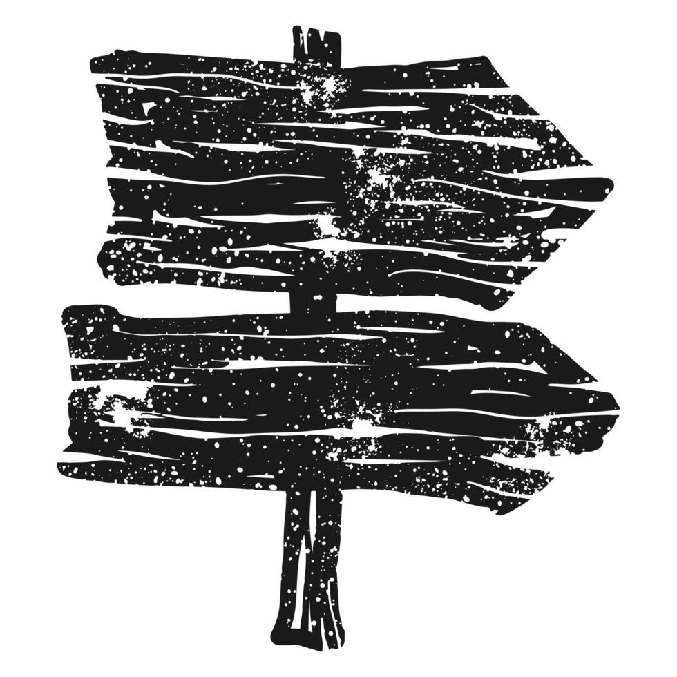 Silhouette wooden board sign with grunge texture vector
