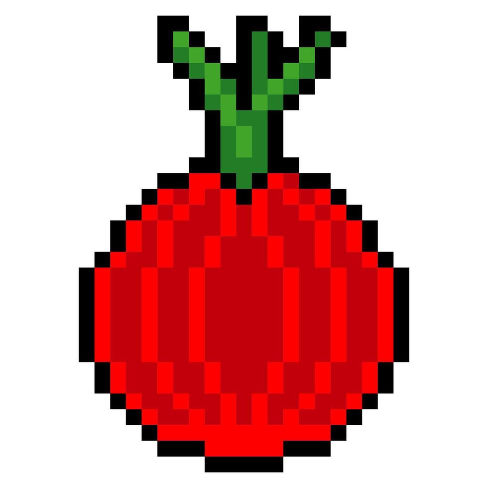 Red onion with pixel art vector