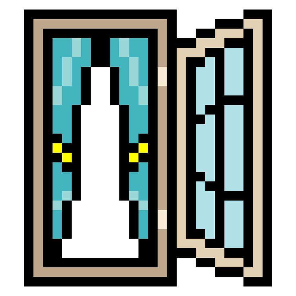 Open window with pixel art vector