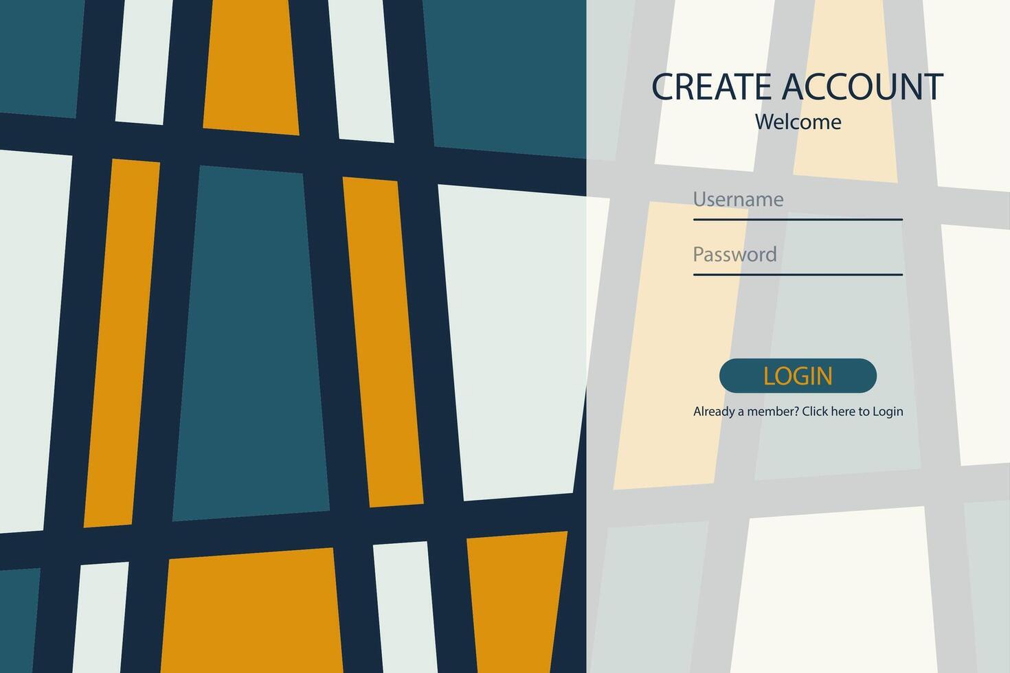 Flat design landing page. Login form user interface vector