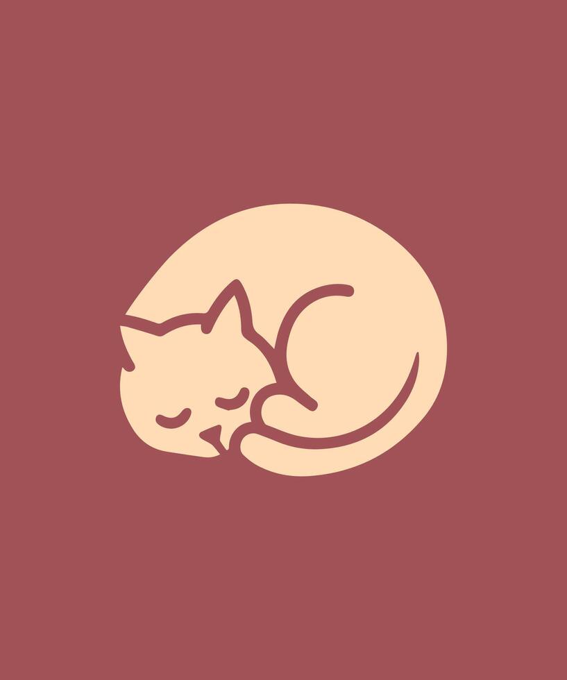 Cute Minimalist Cat Logo Design vector