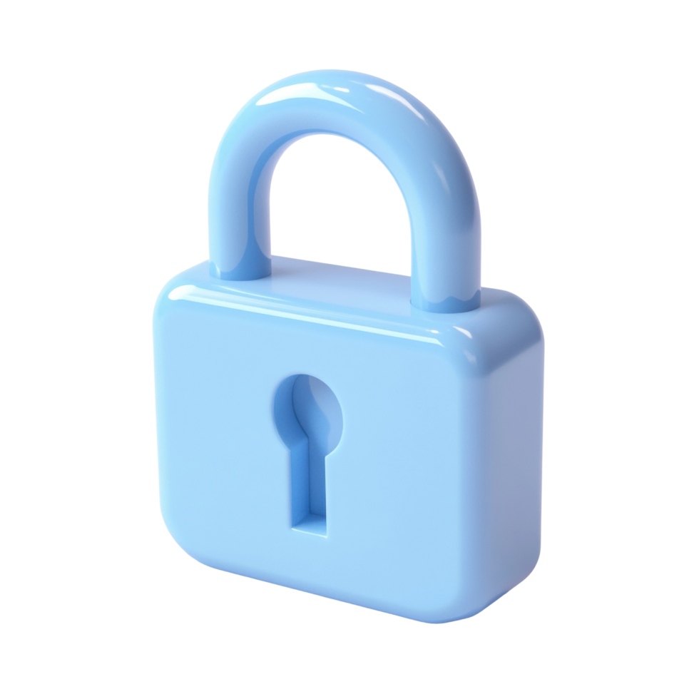 Glossy blue padlock with keyhole symbol png