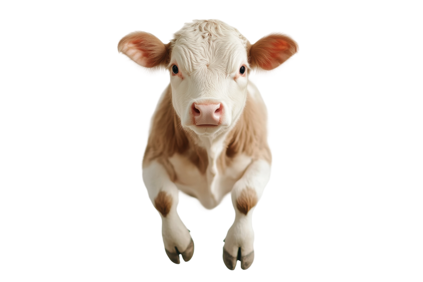 Adorable young calf with floppy ears facing forward png