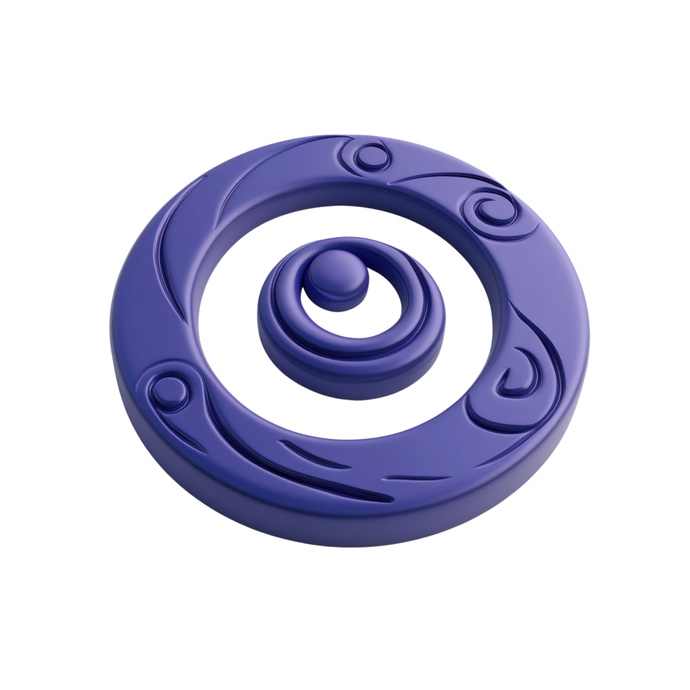 Intricate circular design with swirling patterns and central sphere png