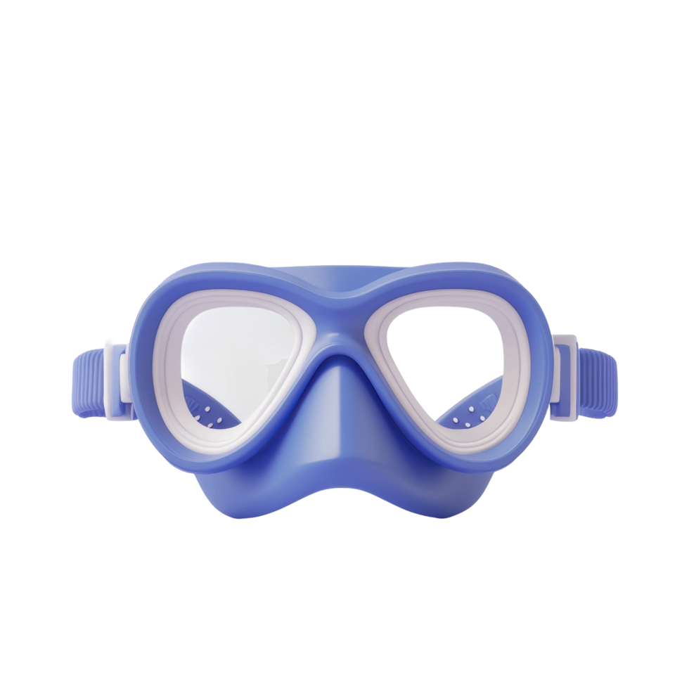Blue snorkeling goggles with adjustable strap for water activities png
