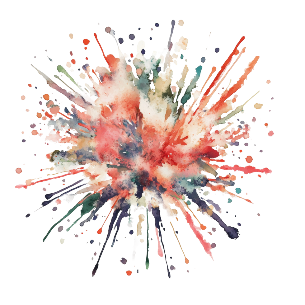 Colorful abstract watercolor splash artwork with vibrant details png
