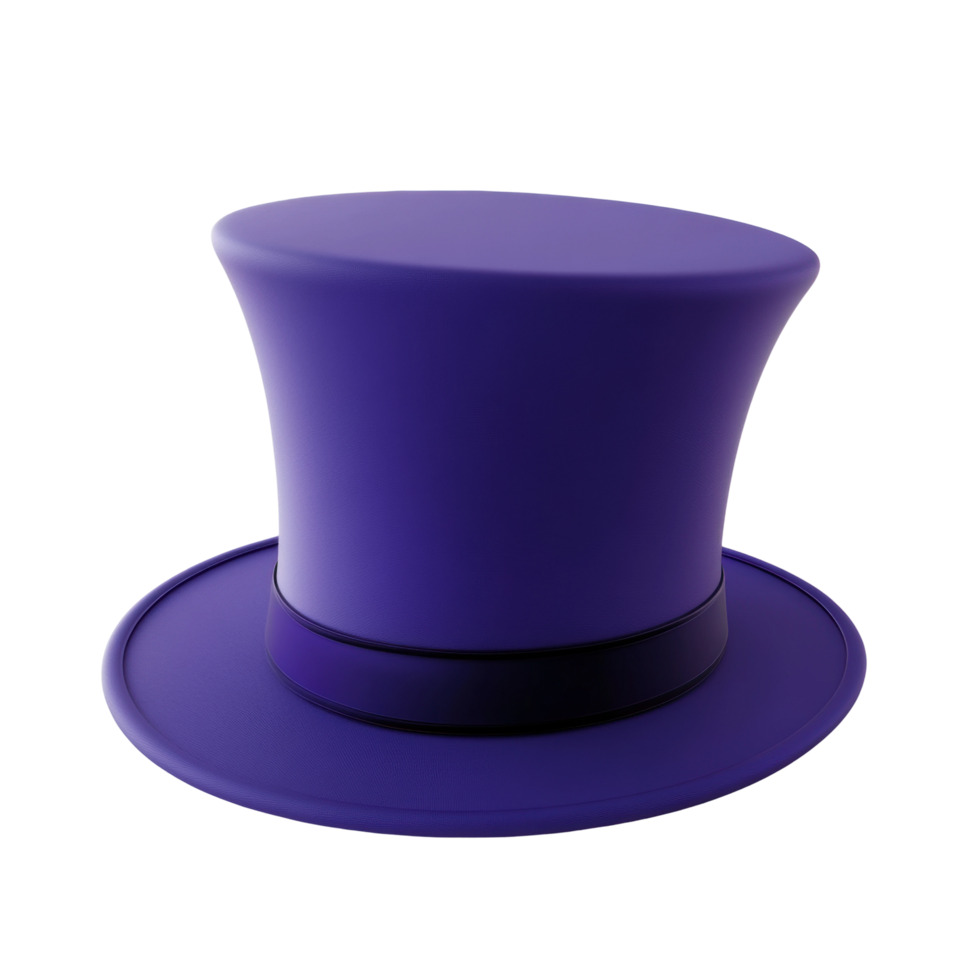 Purple top hat with black band on display png