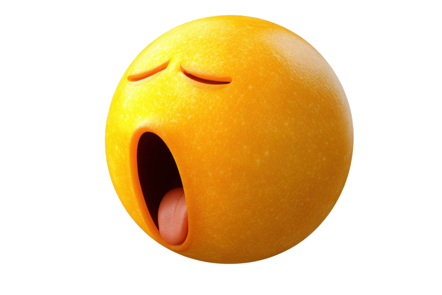 Yawning emoji face with open mouth and eyes closed expressing sleepiness png
