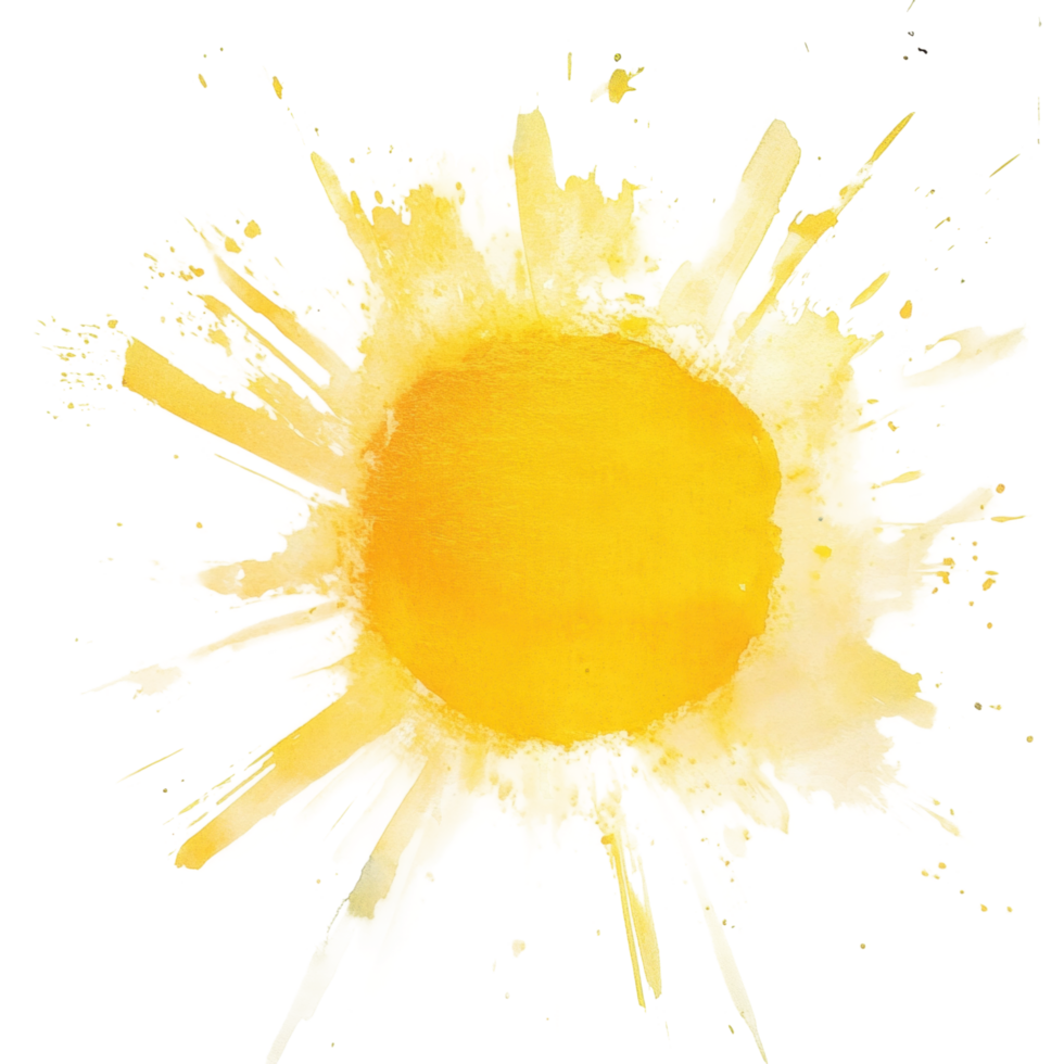 Bright yellow paint splash spreading outwards in dynamic motion png