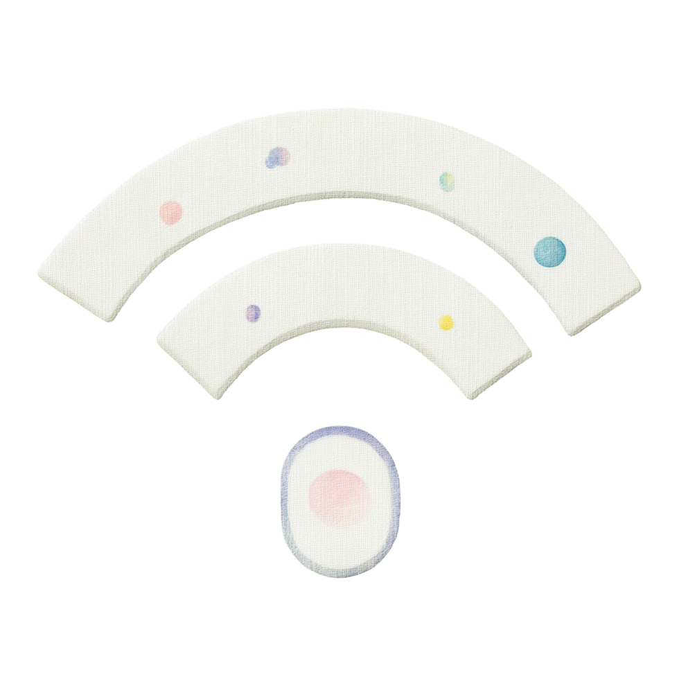 Playful watercolor wi-fi signal with pastel dots png