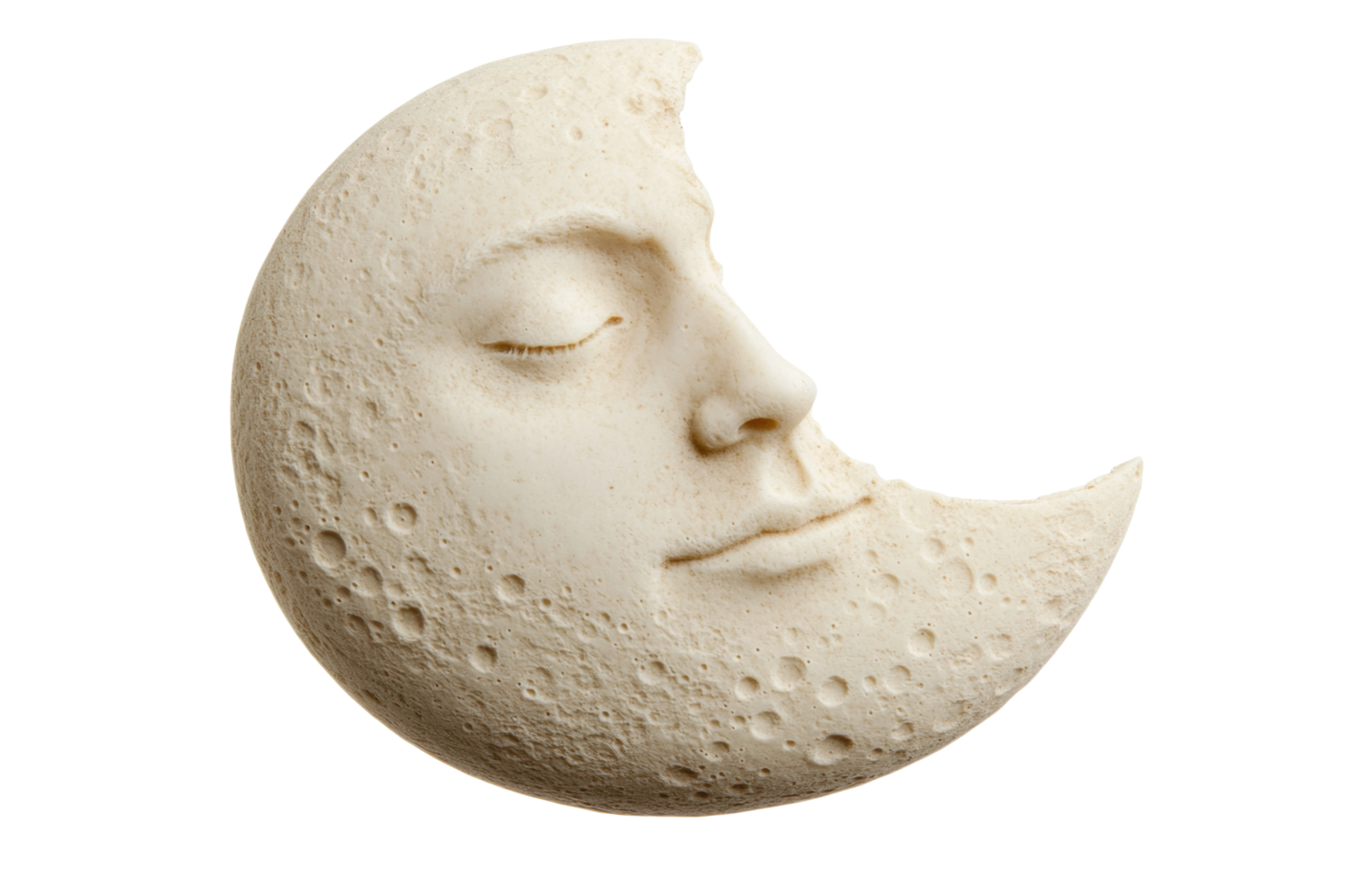 Serene crescent moon with human face in profile view png