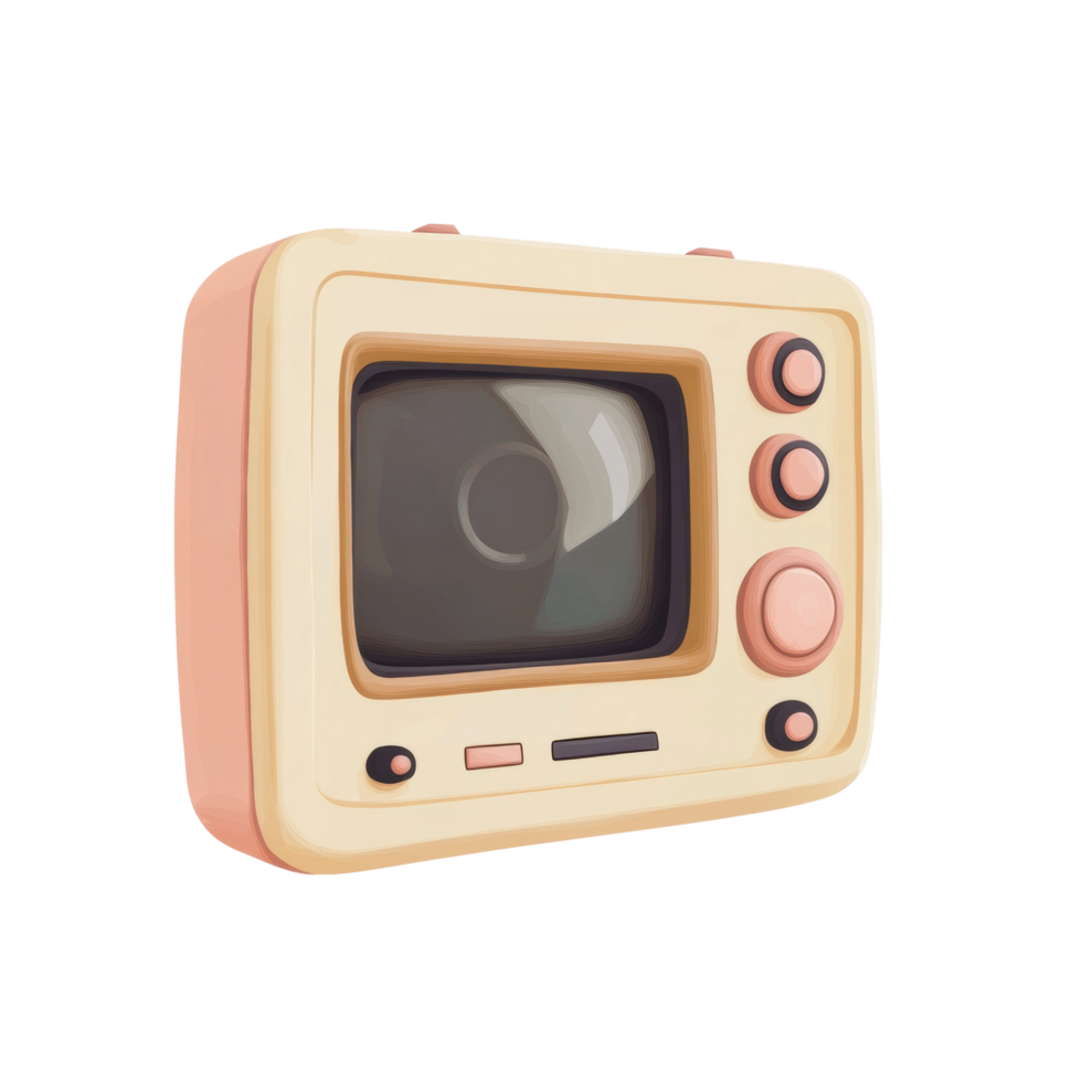 Retro cartoon tv with vintage dials and screen png