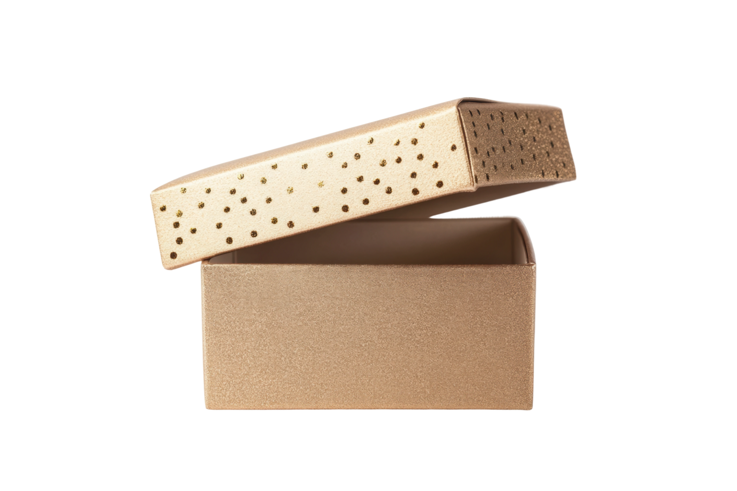 Open decorative box with lid and dotted design png