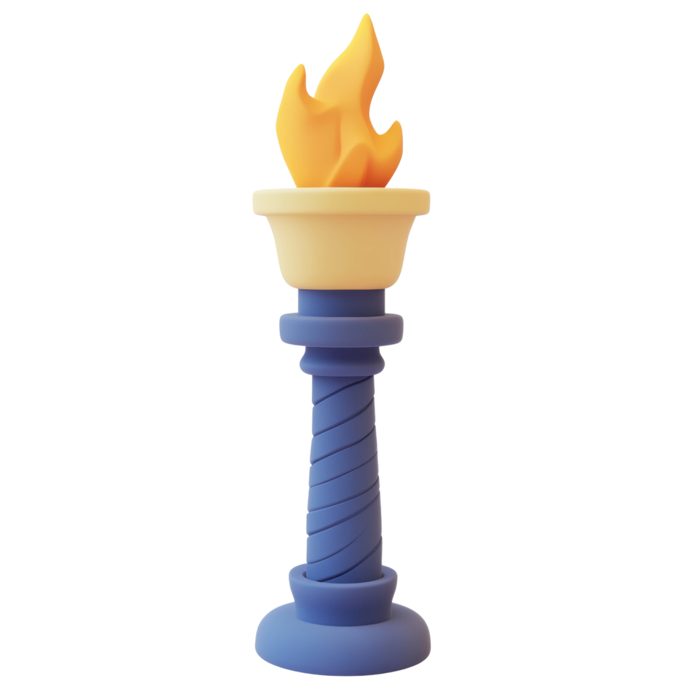 Stylized olympic torch with spiral base and flame design png