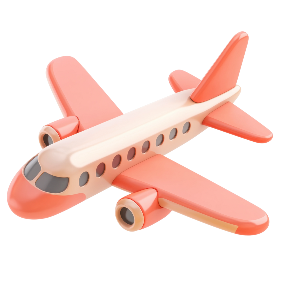 Pink and white toy airplane with rounded wings and engines png