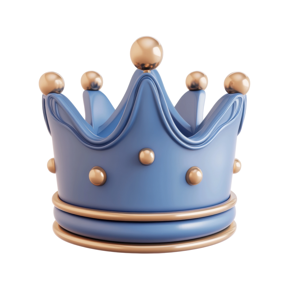 Elegant blue and gold crown with spherical accents png