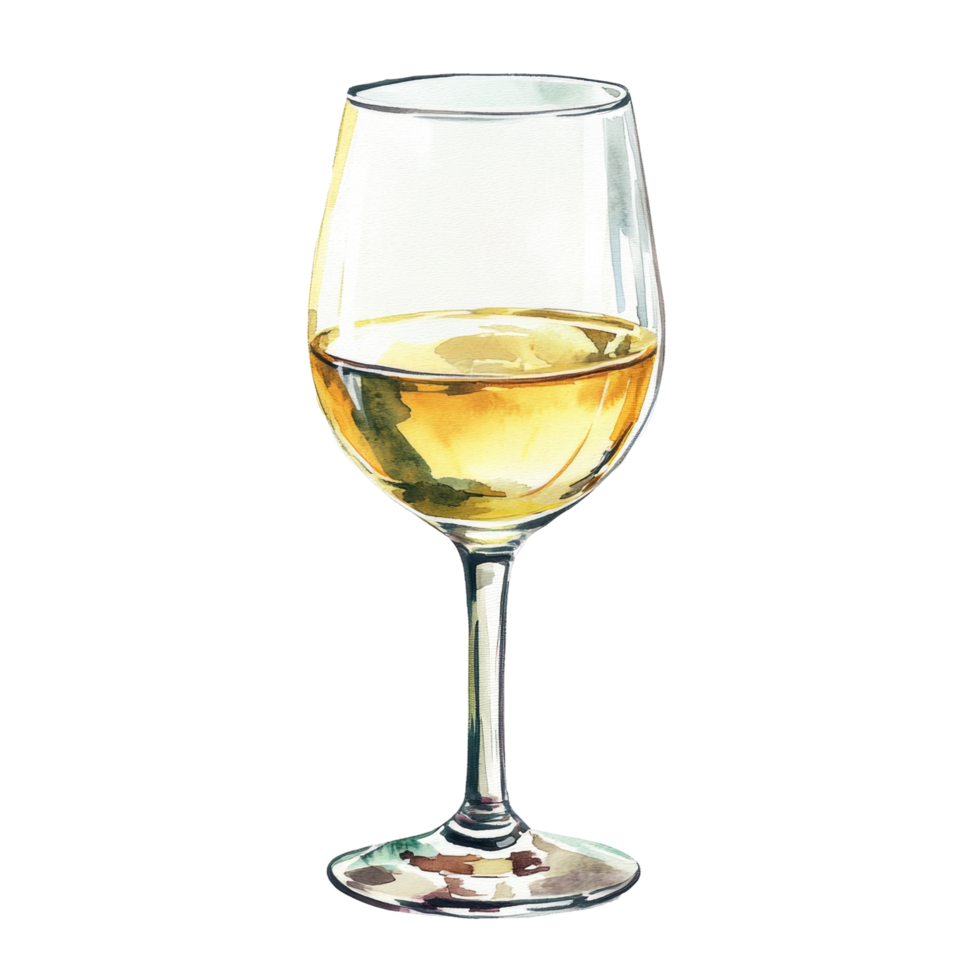 Elegant wine glass filled with sparkling white wine png