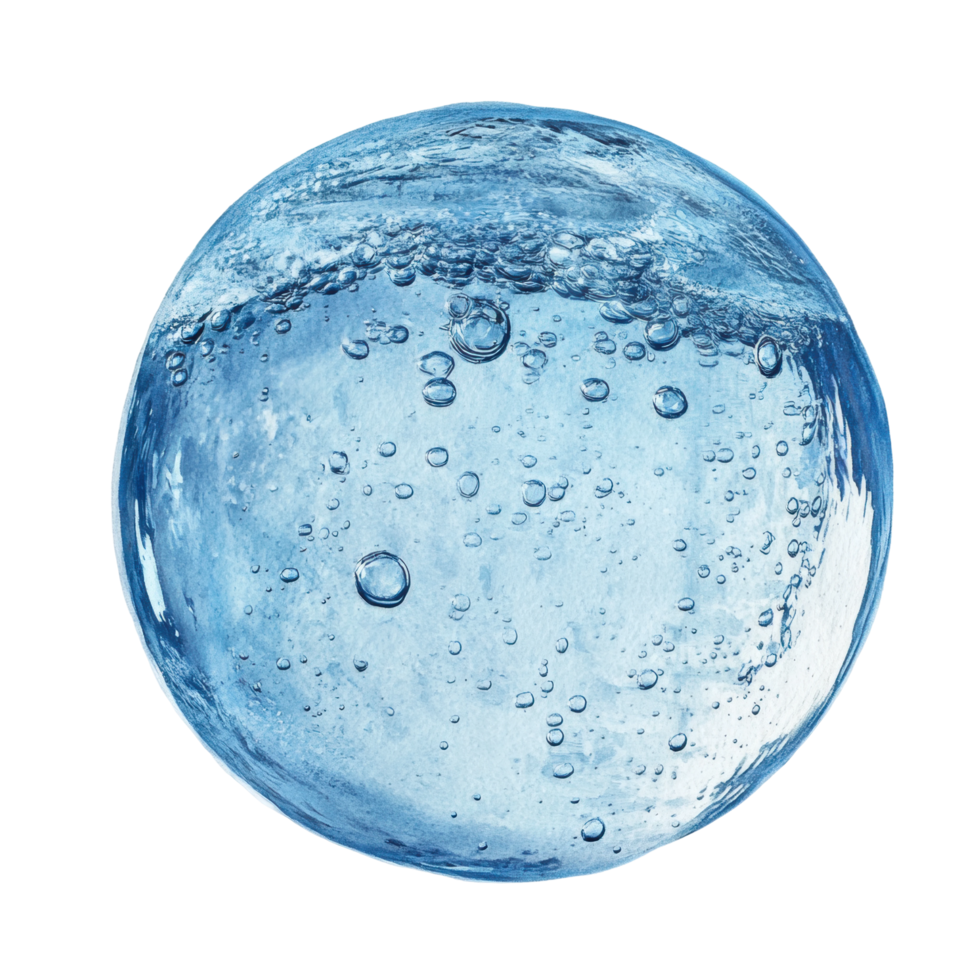 Transparent sphere of bubbling water with effervescent physics effect png