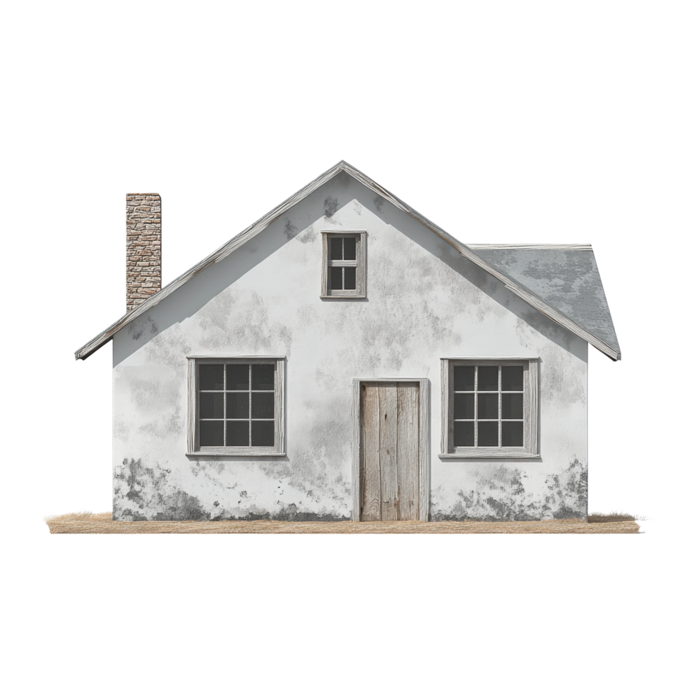Rustic abandoned house with weathered walls and wooden door png