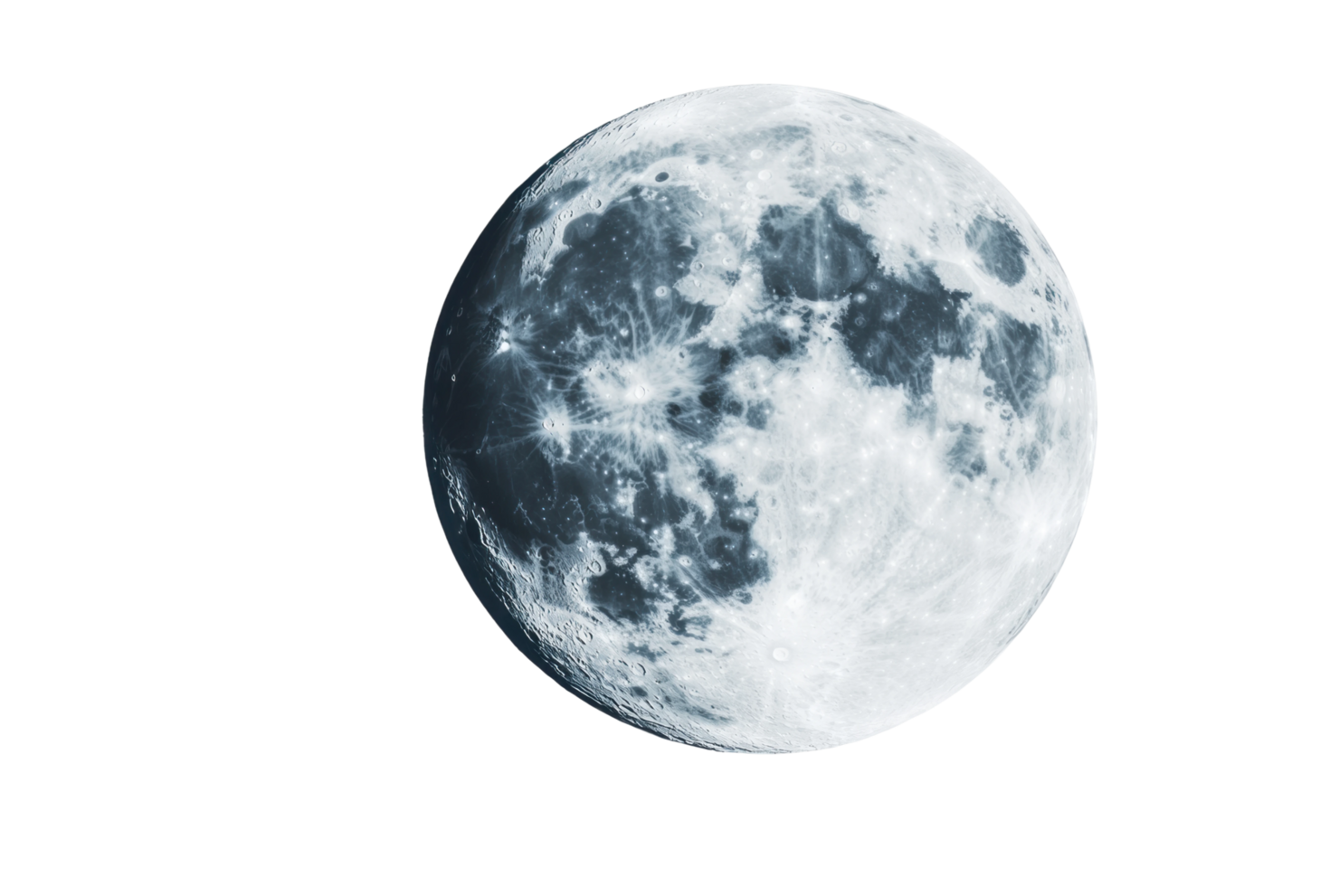 Detailed full moon in night sky with prominent craters and lunar features png