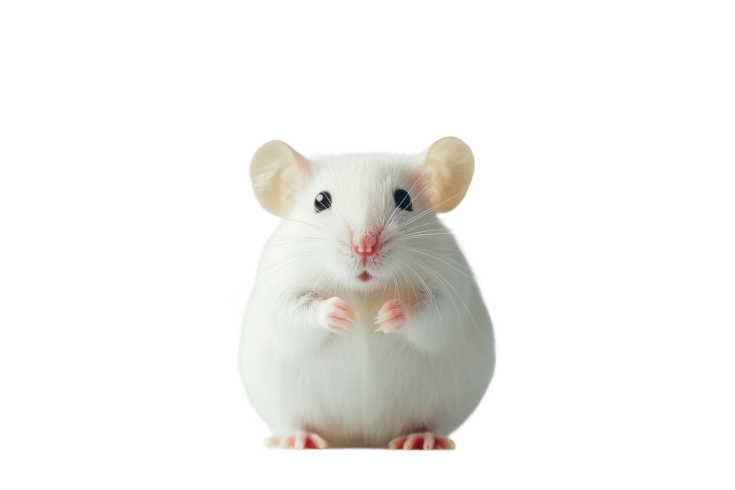 Cute white mouse with paws raised png