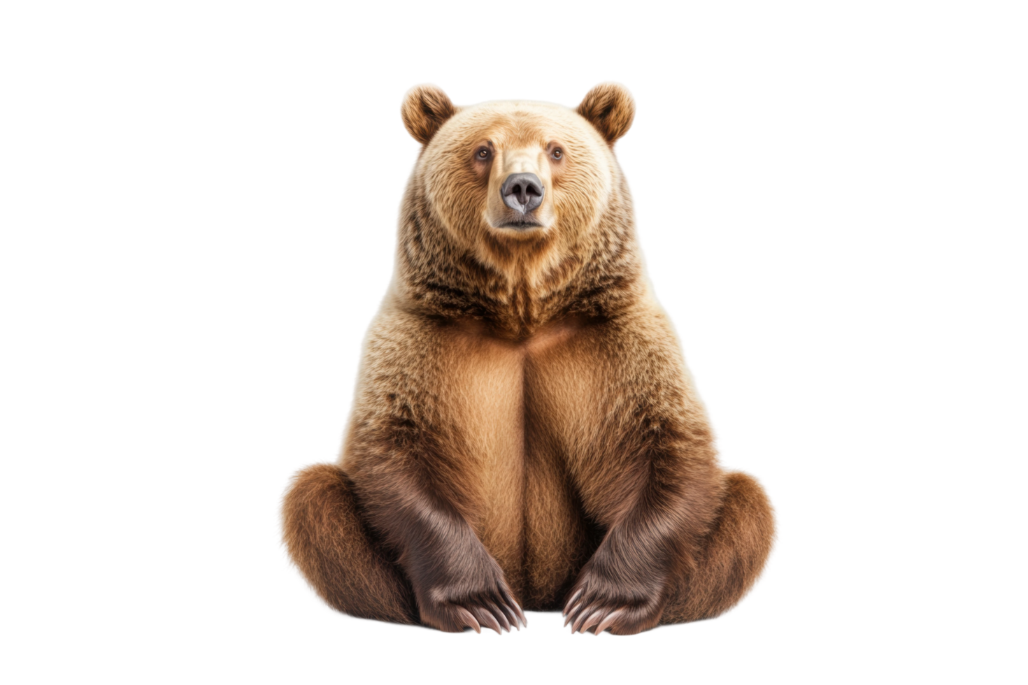 Majestic brown bear sitting with alert expression png