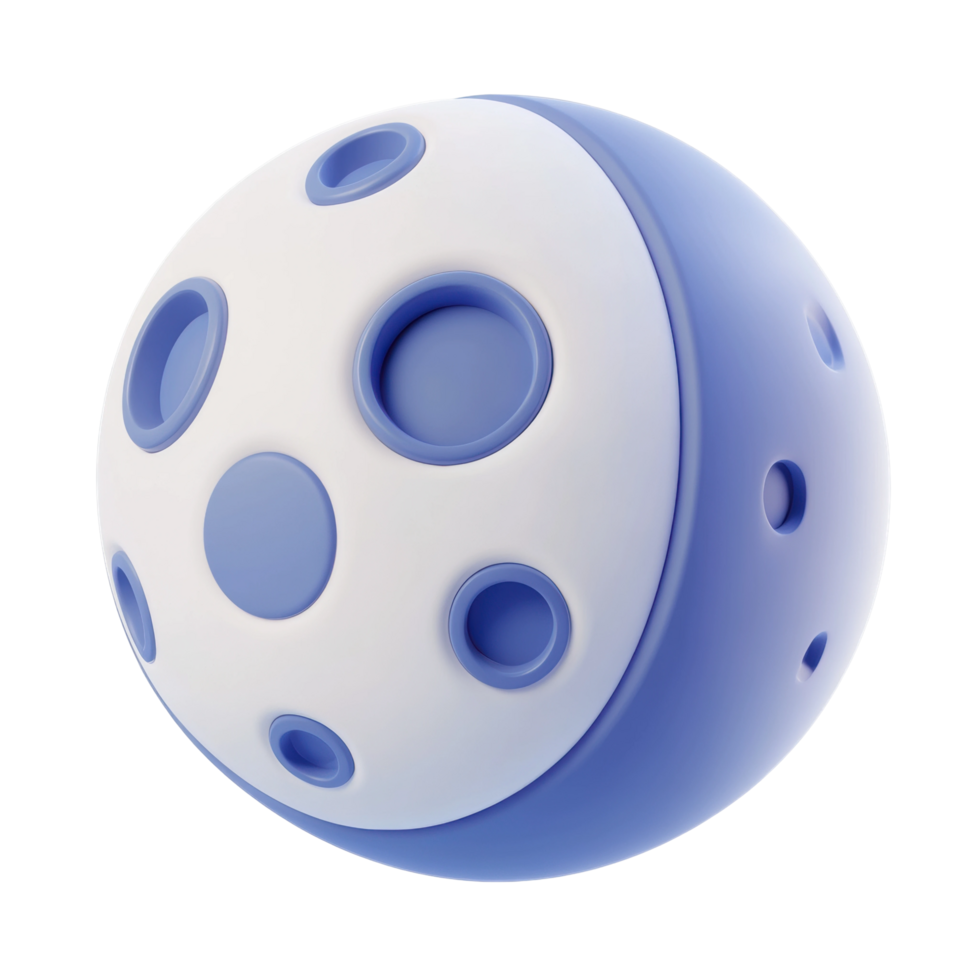 Abstract blue and white sphere with large and small circular cutouts png