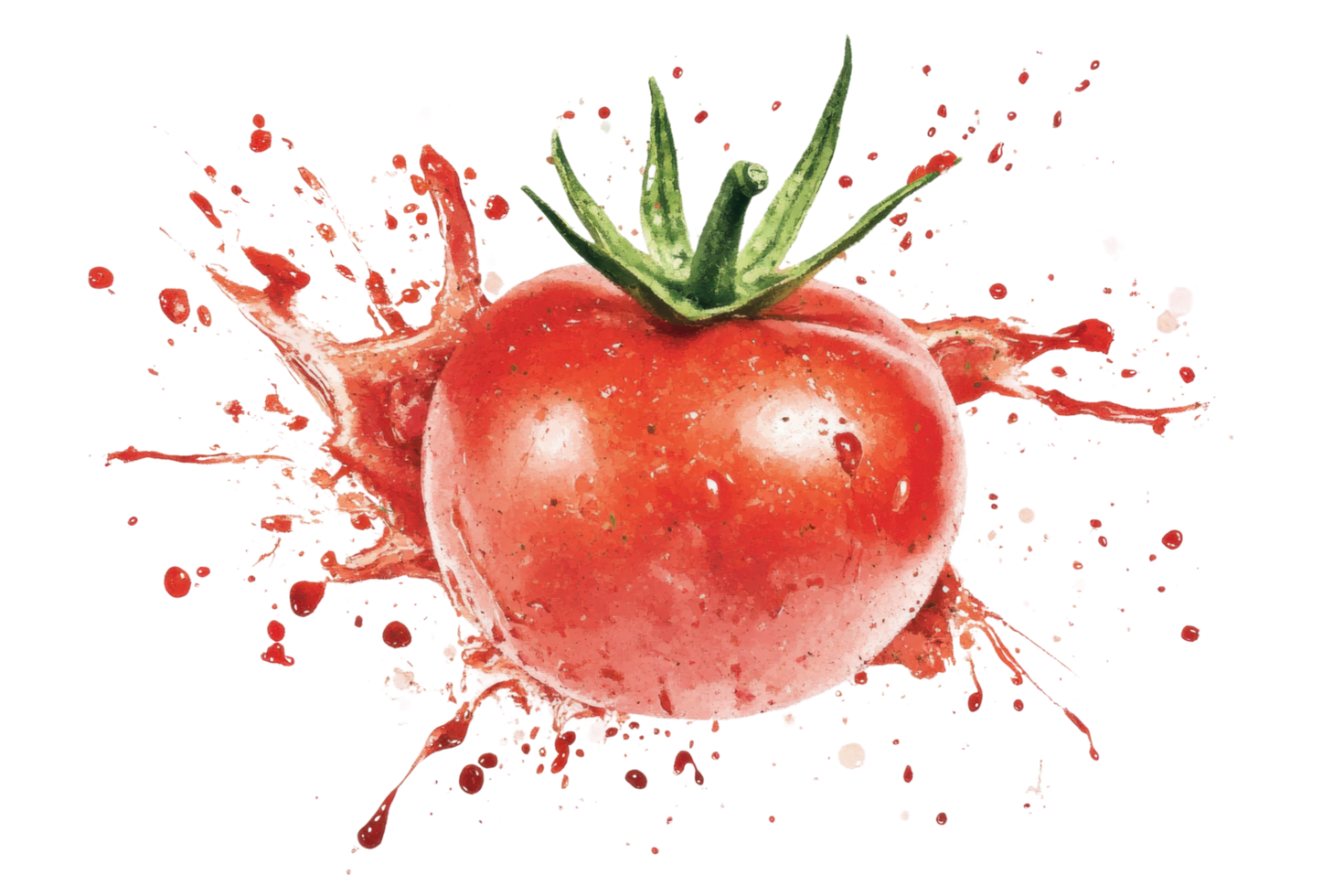 Juicy tomato splash with vibrant red splatter png