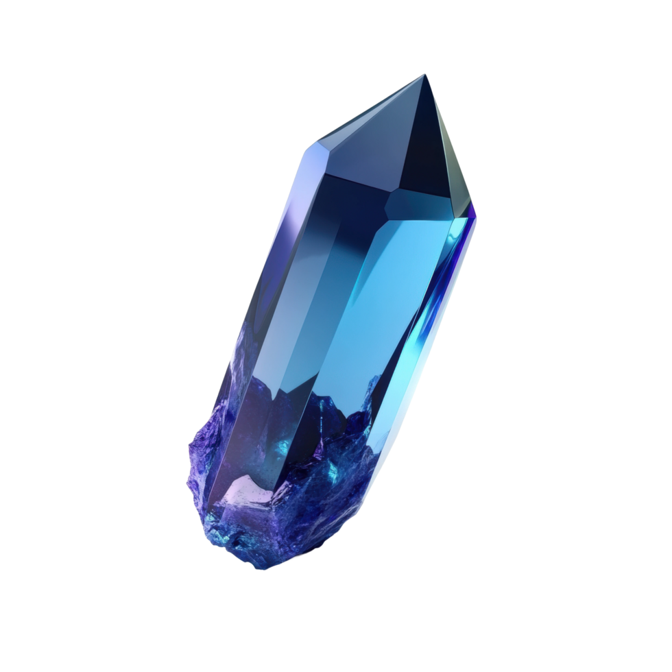 Vibrant blue crystal with intricate facets and luminous transparency png