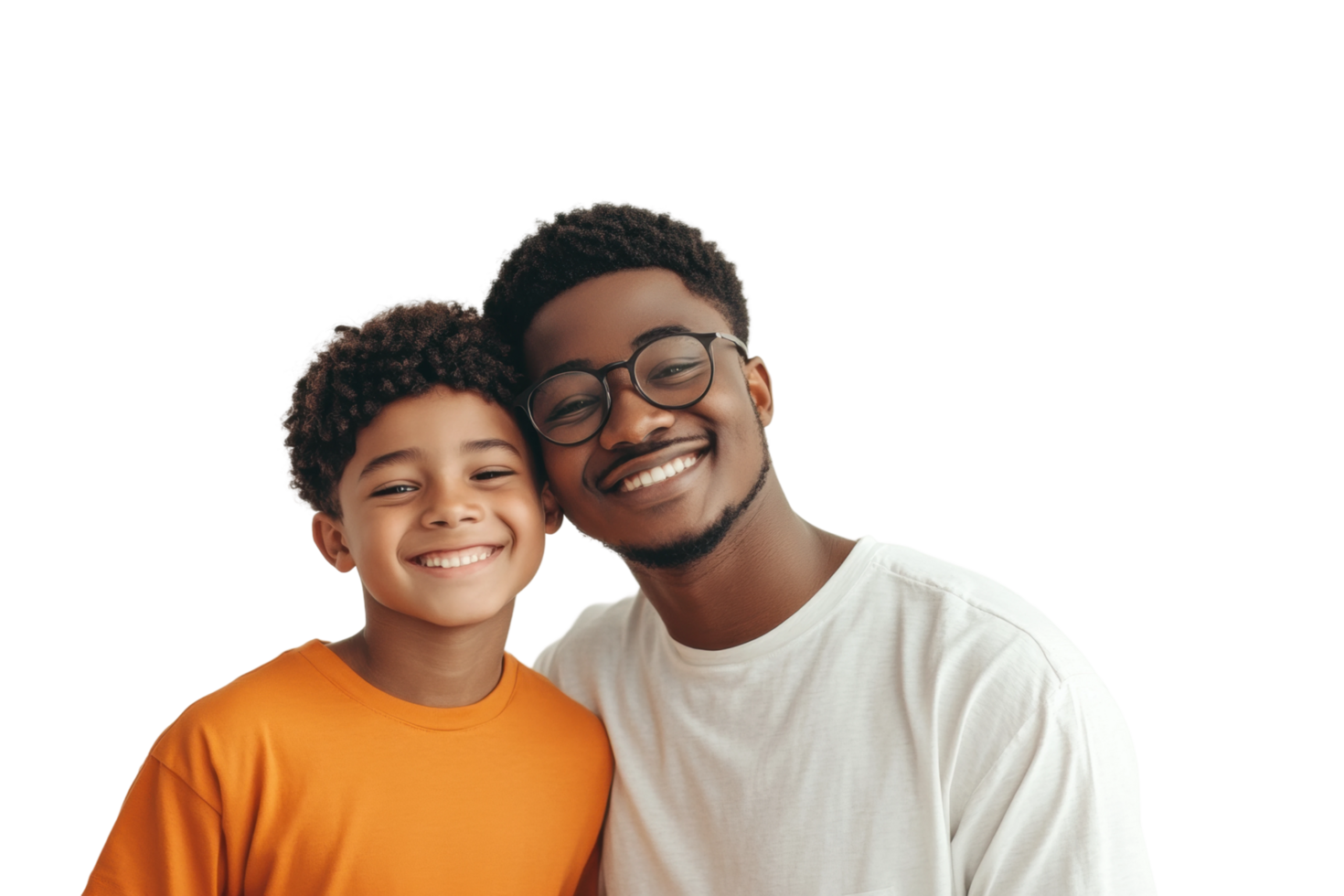 Smiling african father and son duo celebrating family bond and joyful connection png