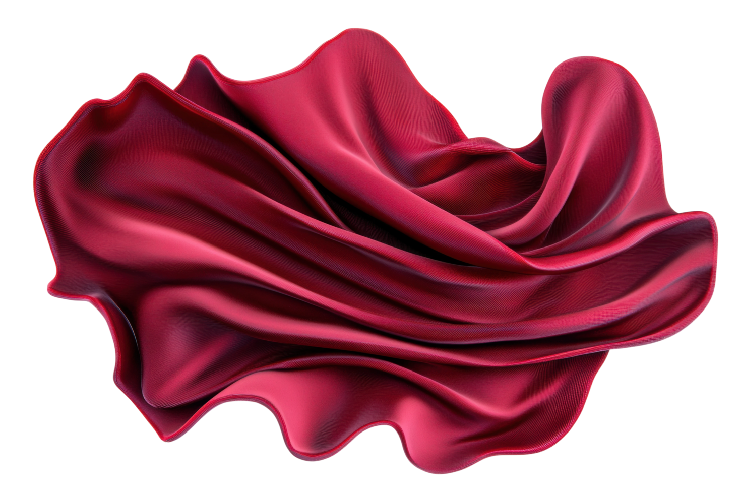 Flowing red silk fabric with dynamic waves and elegant ripples png