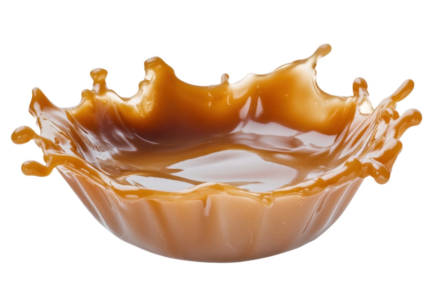 Caramel splash creating a dynamic circular bowl shape in motion png