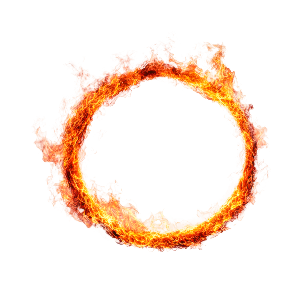 Fiery circular flame ring with intense energy and heat png