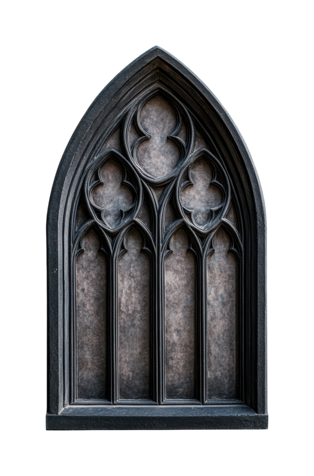 Gothic arched window with intricate tracery design png