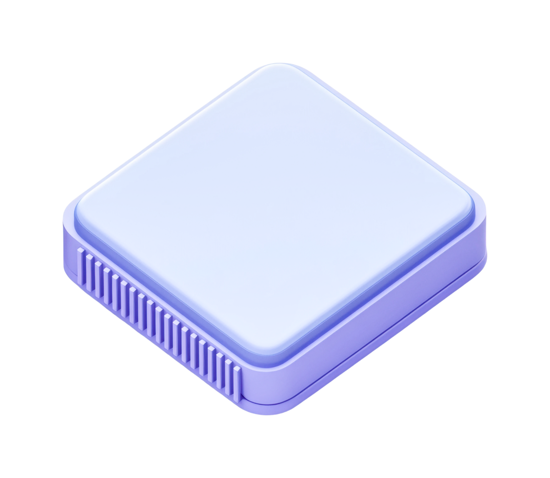 Modern blue computer chip with cooling fins for advanced electronics png