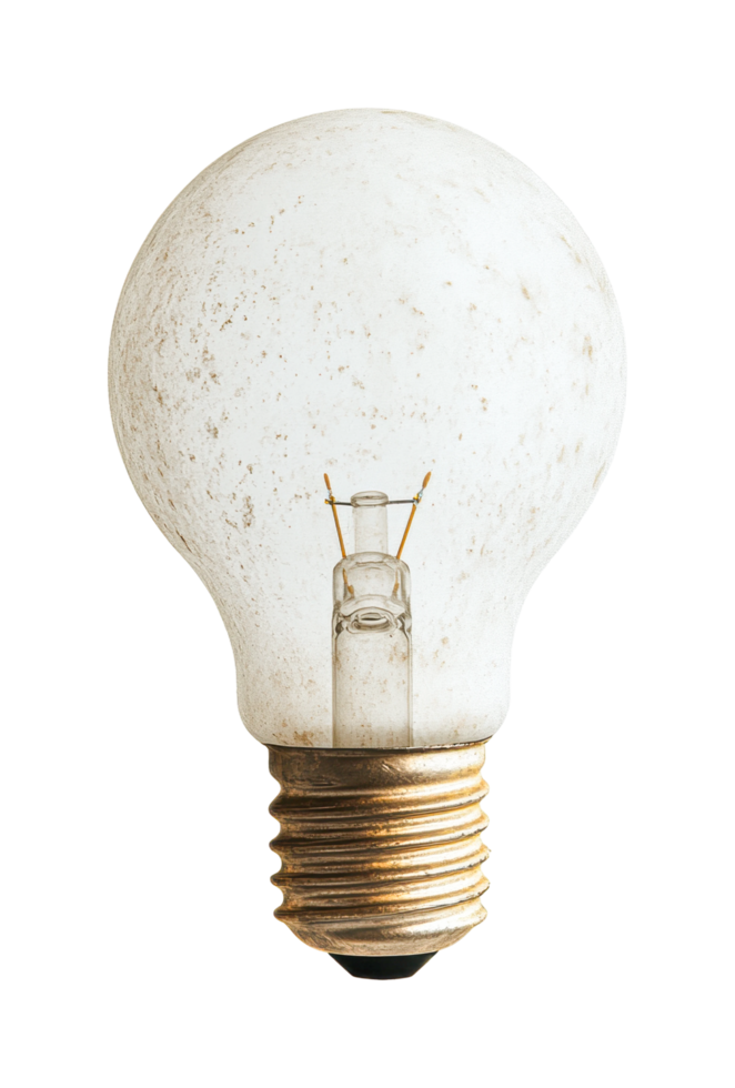 Vintage light bulb with brass screw base and filament detail png