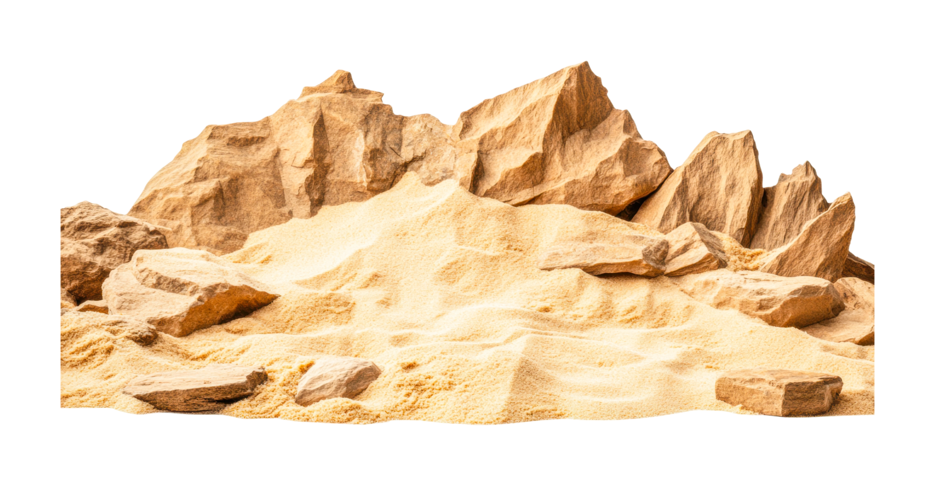 Rugged sandstone rock formation of jagged peaks png